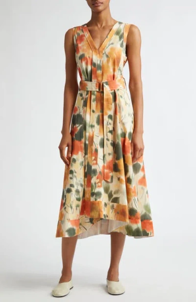 3.1 Phillip Lim Blurred Marigold Print Cotton Dress In Marigold Multi