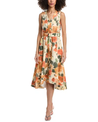 3.1 Phillip Lim Blurred Marigold Sleeveless V-neck Belted Min Dress In Yellow