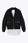 3.1 Phillip Lim Bomber With Trompe Loeil Underlay In Black