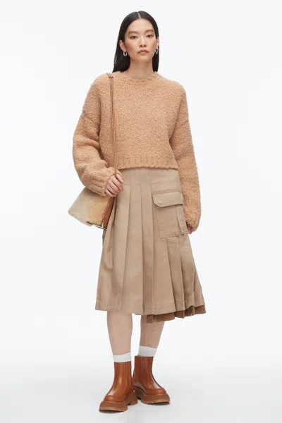 3.1 Phillip Lim Boucle Zipper Crewneck In Green