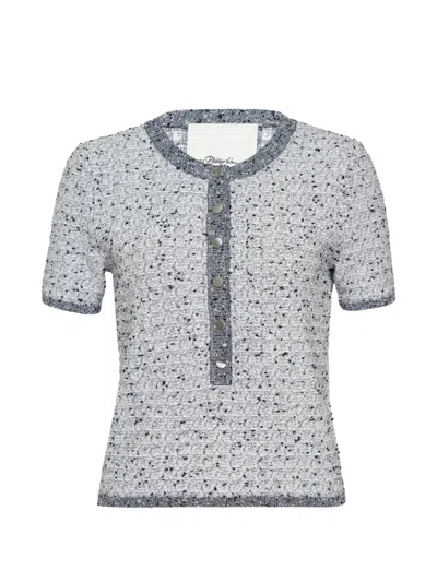 3.1 Phillip Lim Bouclé-knit Short-sleeve Sweater In Gray