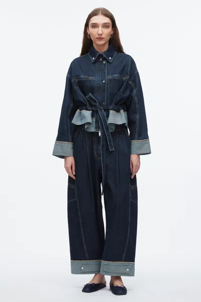 3.1 Phillip Lim Boxy Denim Jacket With Ties In Blue