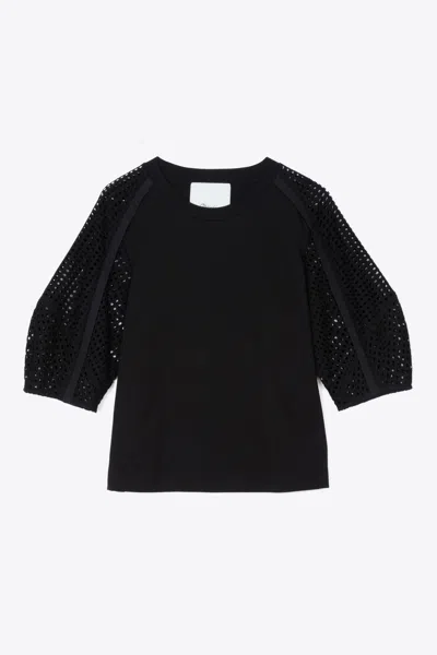 3.1 Phillip Lim Broderie Anglaise Combo T-shirt In Black