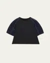 3.1 Phillip Lim Broderie Anglaise Combo T-shirt In Black-navy