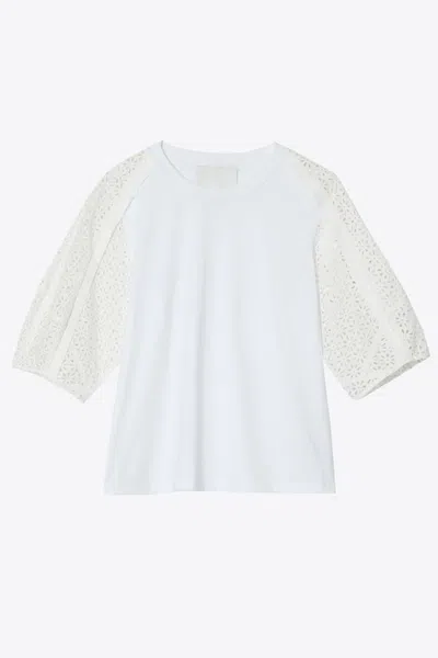 3.1 Phillip Lim Broderie Anglaise Combo T-shirt In White