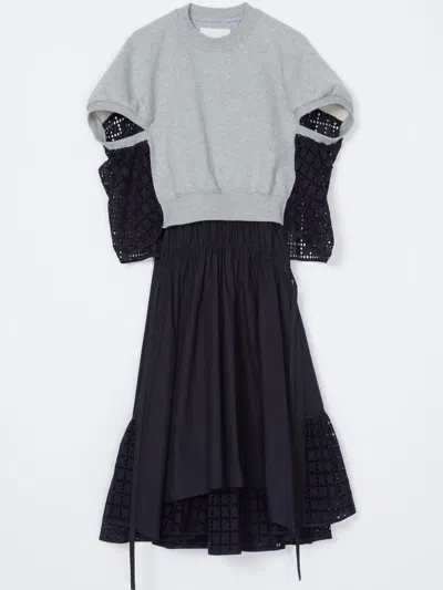 3.1 Phillip Lim Broderie Anglaise French Terry Dress In Grey