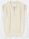 3.1 Phillip Lim French Terry Top With Broiderie Anglaise Combo In Neutrals