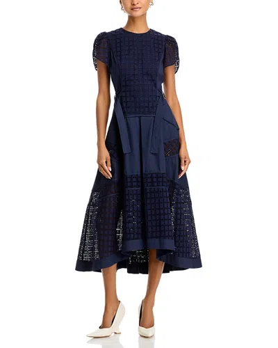 3.1 Phillip Lim Eyelet-embroidered Cotton-poplin Midi Dress In Navy