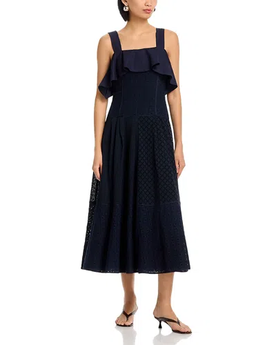 3.1 Phillip Lim Broderie Anglaise Midi Dress In Blue
