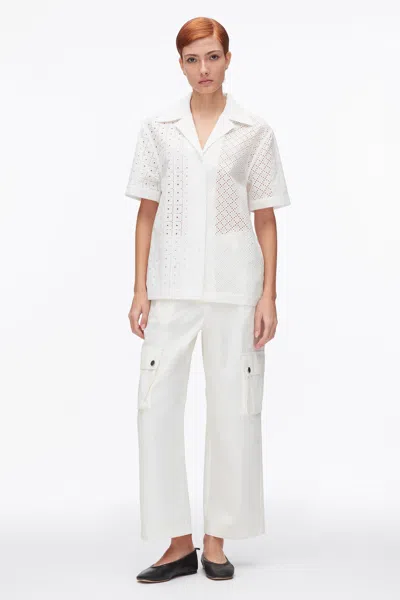 3.1 Phillip Lim Broderie Anglaise Patchwork Camp Shirt In White