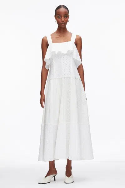 3.1 Phillip Lim Broderie Anglaise Patchwork Cascade Midi Dress In White