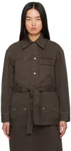 3.1 Phillip Lim Brown Belted Denim Jacket In Co202 Coffee