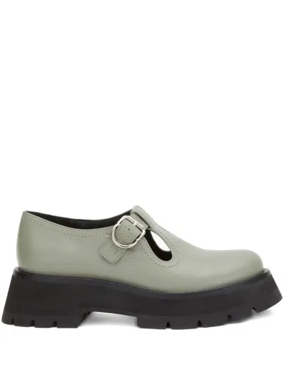 3.1 Phillip Lim Buckle T-bar Loafers In Green