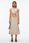 3.1 Phillip Lim Button Front Tie Waist Midi Skirt In Neutral
