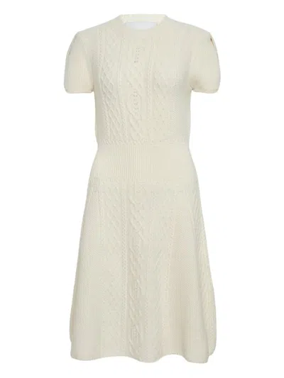3.1 Phillip Lim Cable-knit Short-sleeve Midi Dress In Neutral