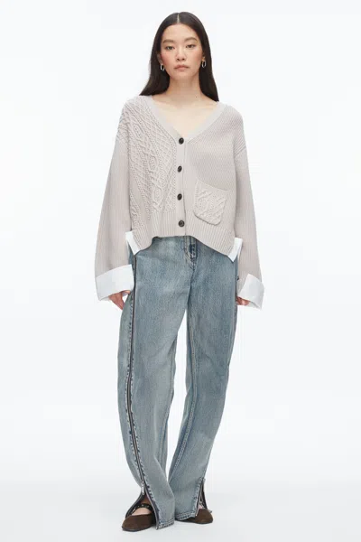 3.1 Phillip Lim Cable Mix Boyfriend Cardigan In White