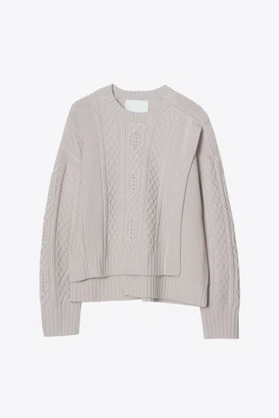 3.1 Phillip Lim Cable Mix Double Layer Crewneck In Oyster