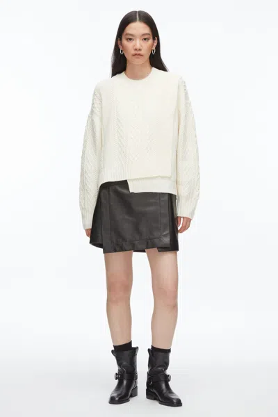 3.1 Phillip Lim Cable Mix Double Layer Crewneck In White