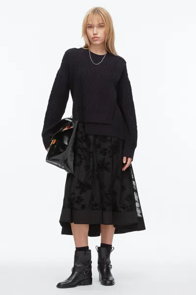 3.1 Phillip Lim Cable Mix Double Layer Crewneck In Black