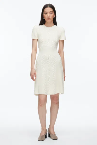3.1 Phillip Lim Cable-knit Short-sleeve Midi Dress In Neutral