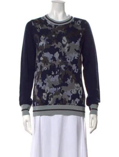 Pre-owned 3.1 Phillip Lim Camouflage Print Crew Neck Sweater In Blue