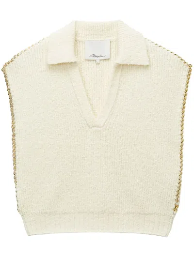 3.1 Phillip Lim Cropped Chain Polo Top In White