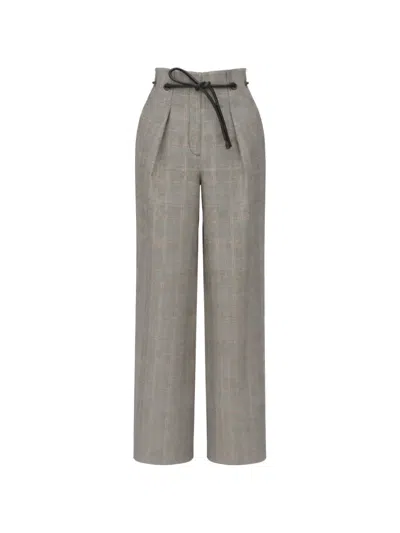 3.1 Phillip Lim Check Drawstring Trousers In Gray