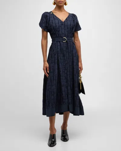 3.1 Phillip Lim Check Jacquard V-neck Tulip Dress In Midnight