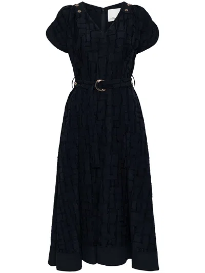 3.1 Phillip Lim Check Jacquard V-neck Tulip Dress In Midnight