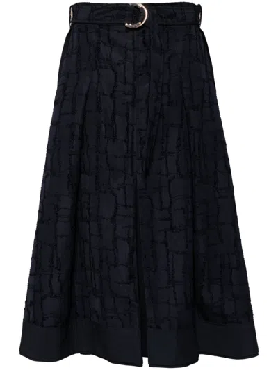 3.1 Phillip Lim Check Pattern Skirt In Mi401 Midnight