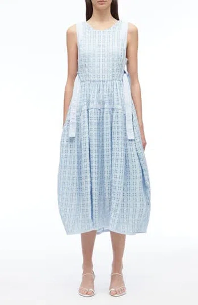 3.1 Phillip Lim Check Taffeta Sleeveless Midi Dress In Blue