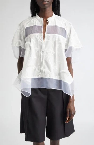 3.1 PHILLIP LIM 3.1 PHILLIP LIM CHIFFON & EMBROIDERY FLOUNCE SHIRT