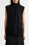 3.1 Phillip Lim Chiffon Godet Panel Mock Neck Sweater In Black