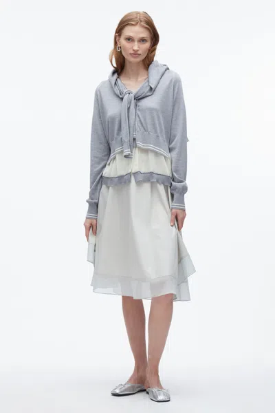 3.1 Phillip Lim Chiffon Hem Boxy Cardigan In Gray