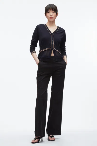 3.1 Phillip Lim Chiffon Hem Boxy Cardigan In Black