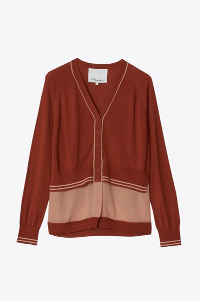 3.1 Phillip Lim Chiffon Hem Boxy Cardigan In Brown