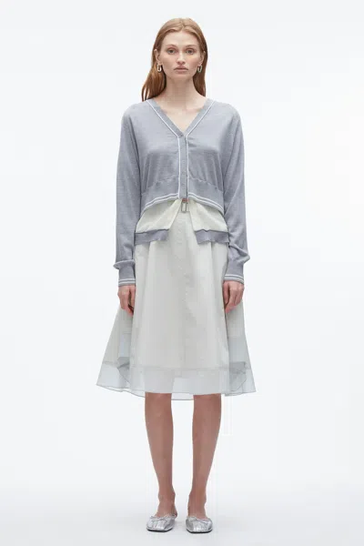 3.1 Phillip Lim Chiffon Hem Boxy Cardigan In Gray