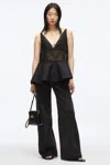 3.1 Phillip Lim Chiffon Peplum Tank With Lace In Blk-blk