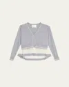 3.1 Phillip Lim Chiffon-trim V-neck Cardigan In Gray