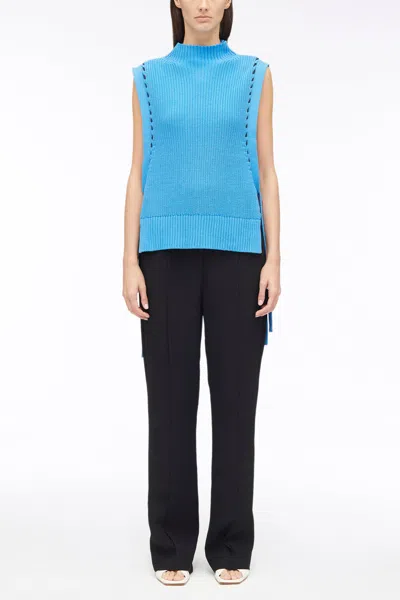 3.1 Phillip Lim Chunky Cotton Rib Shell With Ties In Blue