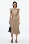 3.1 Phillip Lim Puff-sleeve Belted Midi Dress In Stone Grey