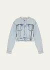 3.1 Phillip Lim Collarless Denim Jacket In Malibu Blue