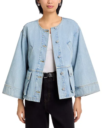 3.1 Phillip Lim Collarless Trapeze Denim Jacket In Blue