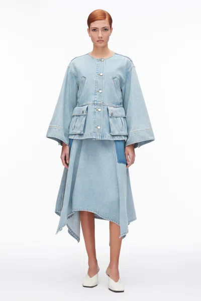 3.1 Phillip Lim Collarless Trapeze Denim Jacket In Light Blue