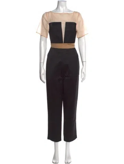 Pre-owned 3.1 Phillip Lim Colorblock Pattern Bateau Neckline Jumpsuit In Black
