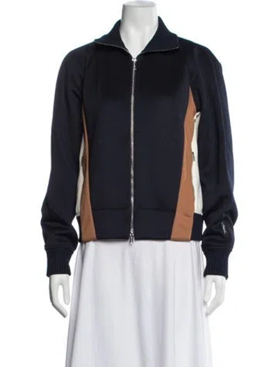 Pre-owned 3.1 Phillip Lim Colorblock Pattern Bomber Jacket In Blue