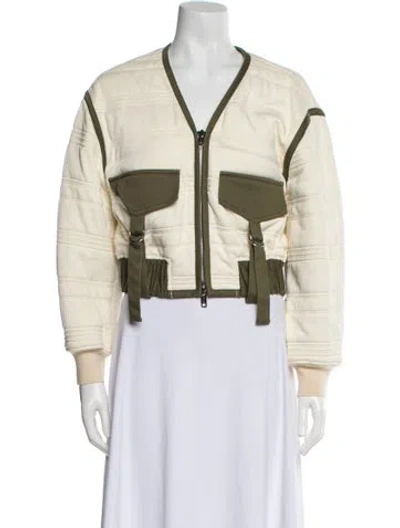 Pre-owned 3.1 Phillip Lim Colorblock Pattern Bomber Jacket In Neutral