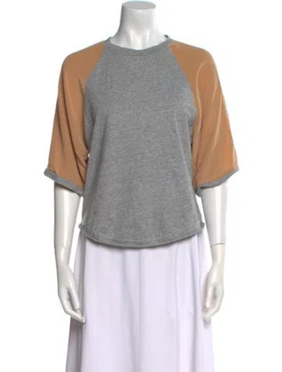 Pre-owned 3.1 Phillip Lim Colorblock Pattern Crew Neck Crop Top In Gray