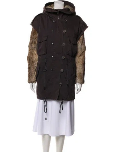 Pre-owned 3.1 Phillip Lim Colorblock Pattern Fur Coat In Brown