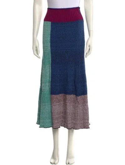 Pre-owned 3.1 Phillip Lim Colorblock Pattern Midi Length Skirt In Blue